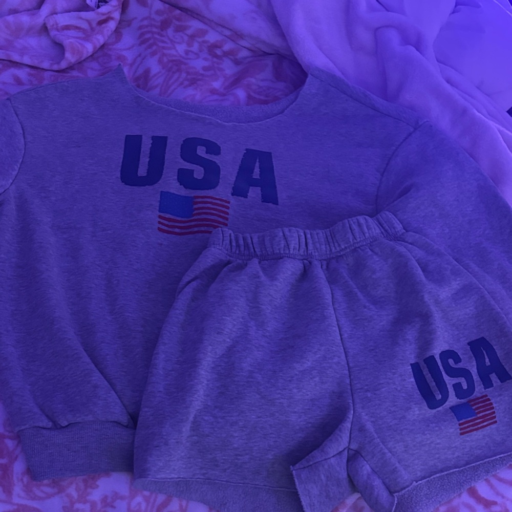 SHEIN Gray USA Print Lounge Set